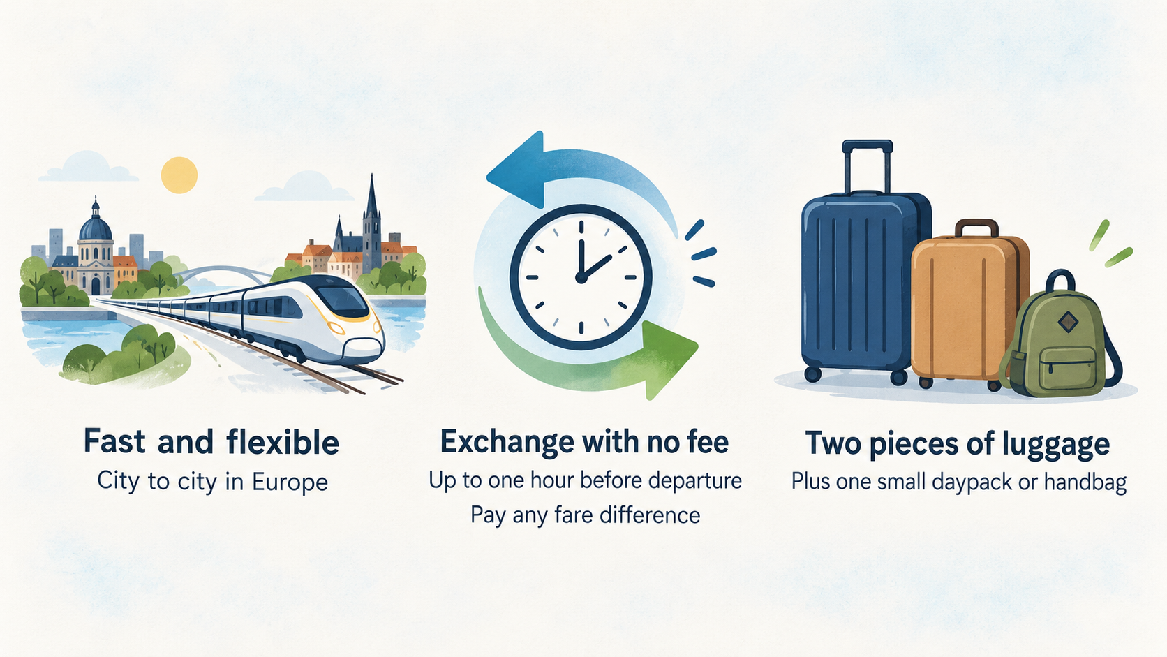 Show what the section says the class price differences provide, focusing on exchange and refund terms, at-seat food and lounge access.