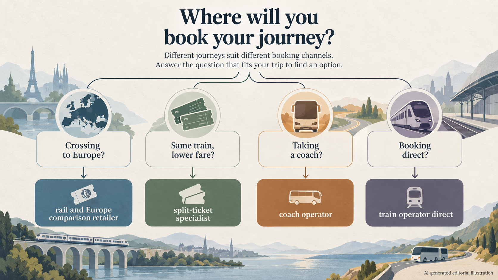 Editorial illustration for Best UK Train and Coach Ticket Booking Sites: Evidence-Led Top Choices