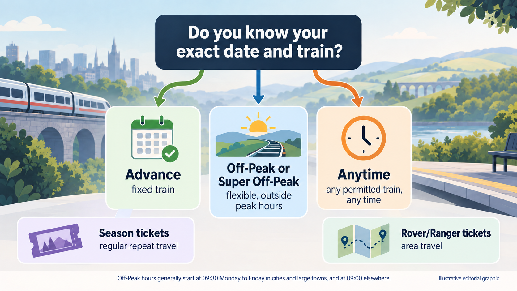 Help readers match their travel certainty to a ticket type, since ticket type sets flexibility and refund options whichever retailer is used